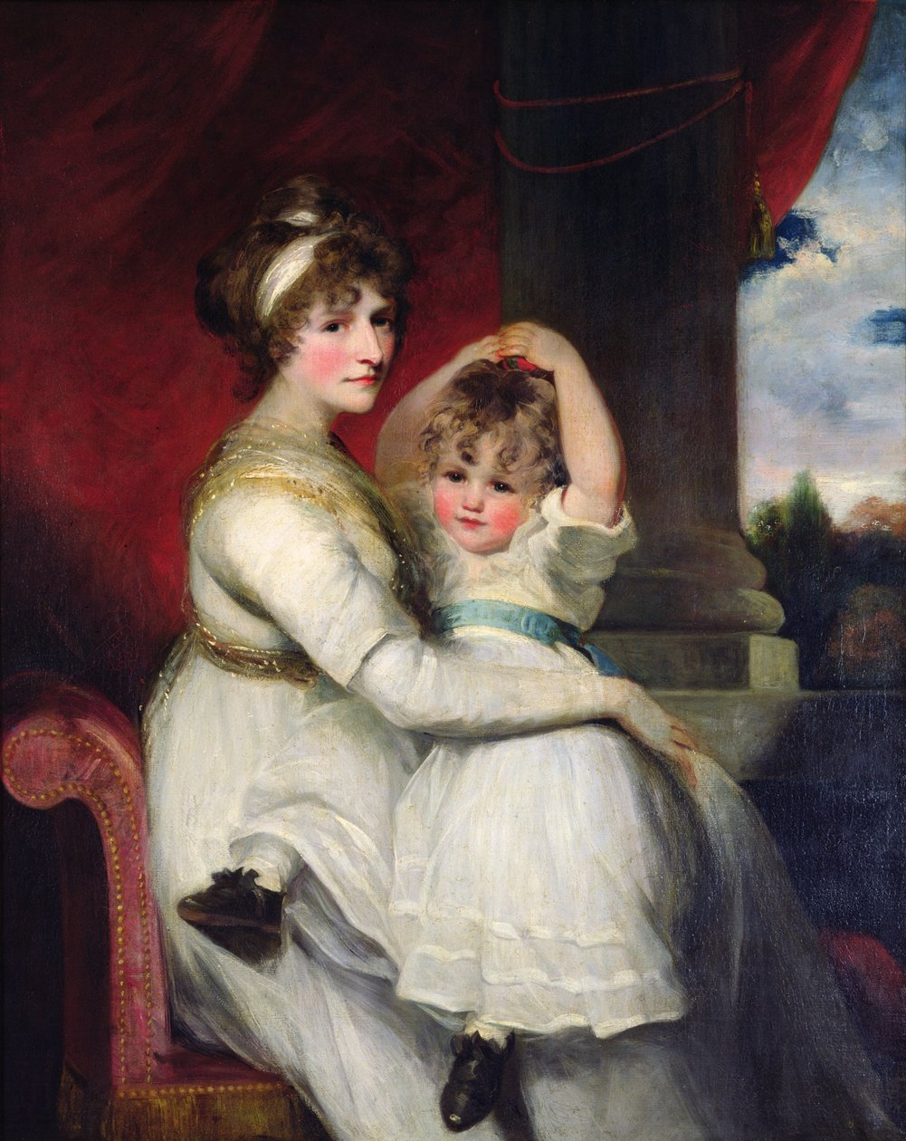Georgina, Gravin van Bathurst en haar zoon door John Hoppner