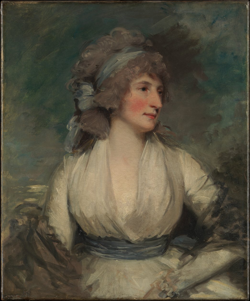 Portret van een vrouw; (achterzijde, nu bedekt door doubleringsdoek) Studie van een kinderhoofd door John Hoppner