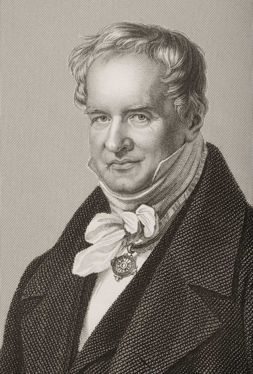 Friedrich Heinrich Alexander Humboldt (1769-1859), Baron von Humboldt, gegraveerd door D.J. Pound van een foto, uit The Drawing-Room of Eminent Personages, Volume 2, gepubliceerd in Londen, 1860 door John Jabez Edwin Paisley Mayall