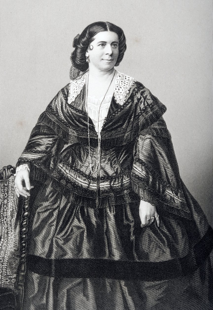 Madame Anna Bishop (1810-84) gegraveerd door D.J. Pound van een foto, uit 