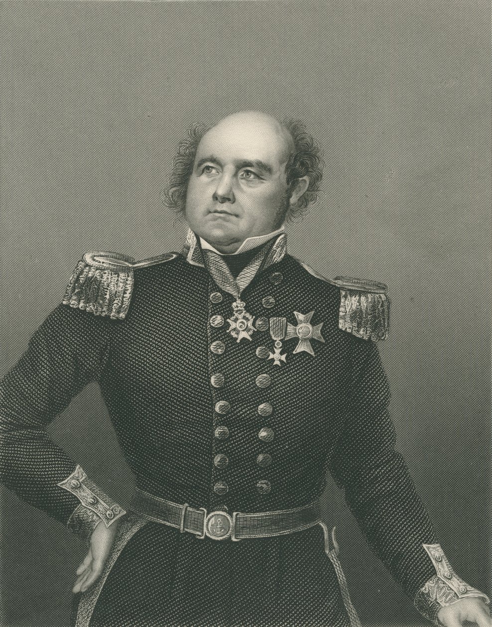 Sir John Franklin gegraveerd door D.J. Pound van een foto, uit 
