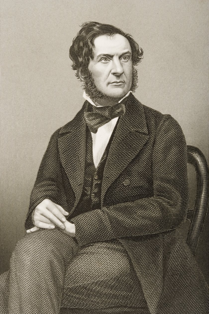 William Ewart Gladstone (1809-98) gegraveerd door D.J. Pound van een foto, uit 