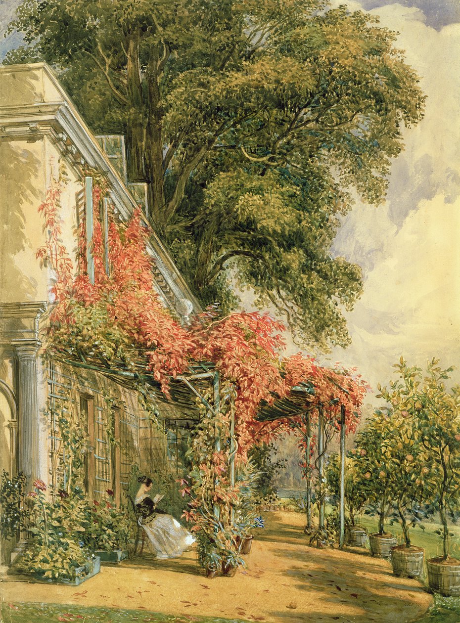Tuinzijde van het huis van de heer Robert Vernon in Twickenham door John James Chalon