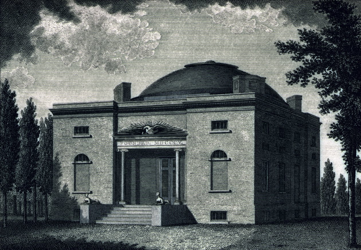 Pennsylvania Academy of Fine Arts, gegraveerd door Benjamin Tanner (1775-1848), c.1820 door John James after Barralet