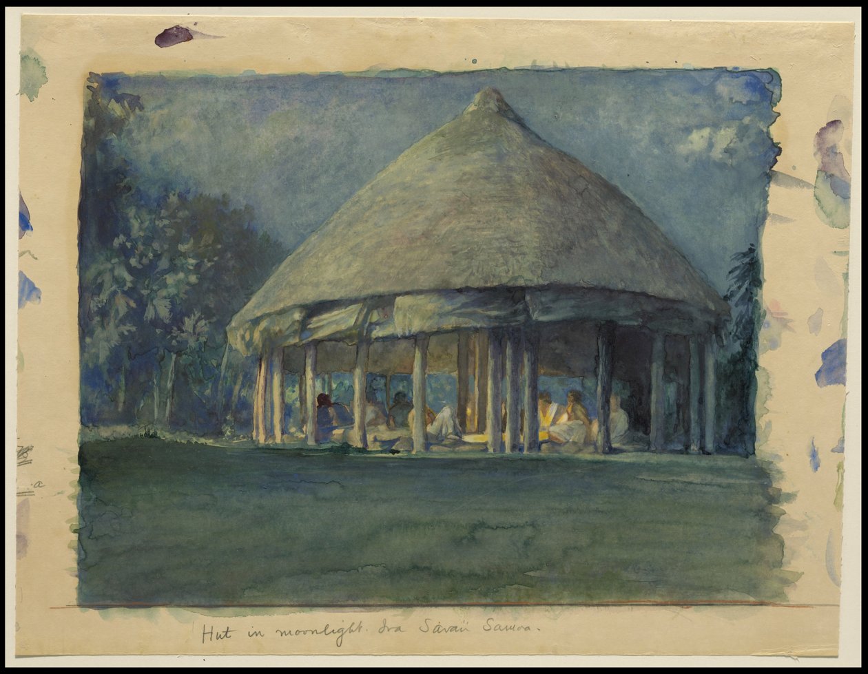 Hut in maanlicht, Iva, Savaii, oktober 1890, 1890 door John La Farge or Lafarge