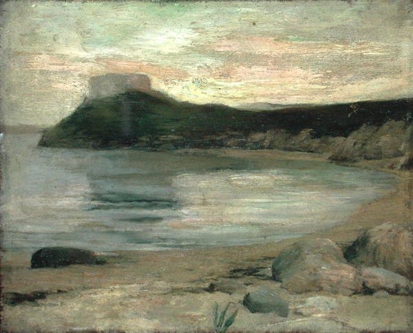 Studie van avondlicht, Fort Dumpling, Newport Harbor door John La Farge or Lafarge
