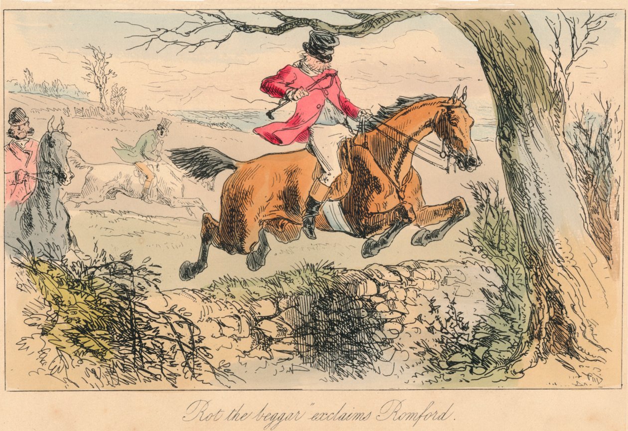 Rot de bedelaar roept Romford, 1865 door John Leech, Hablot Knight Browne