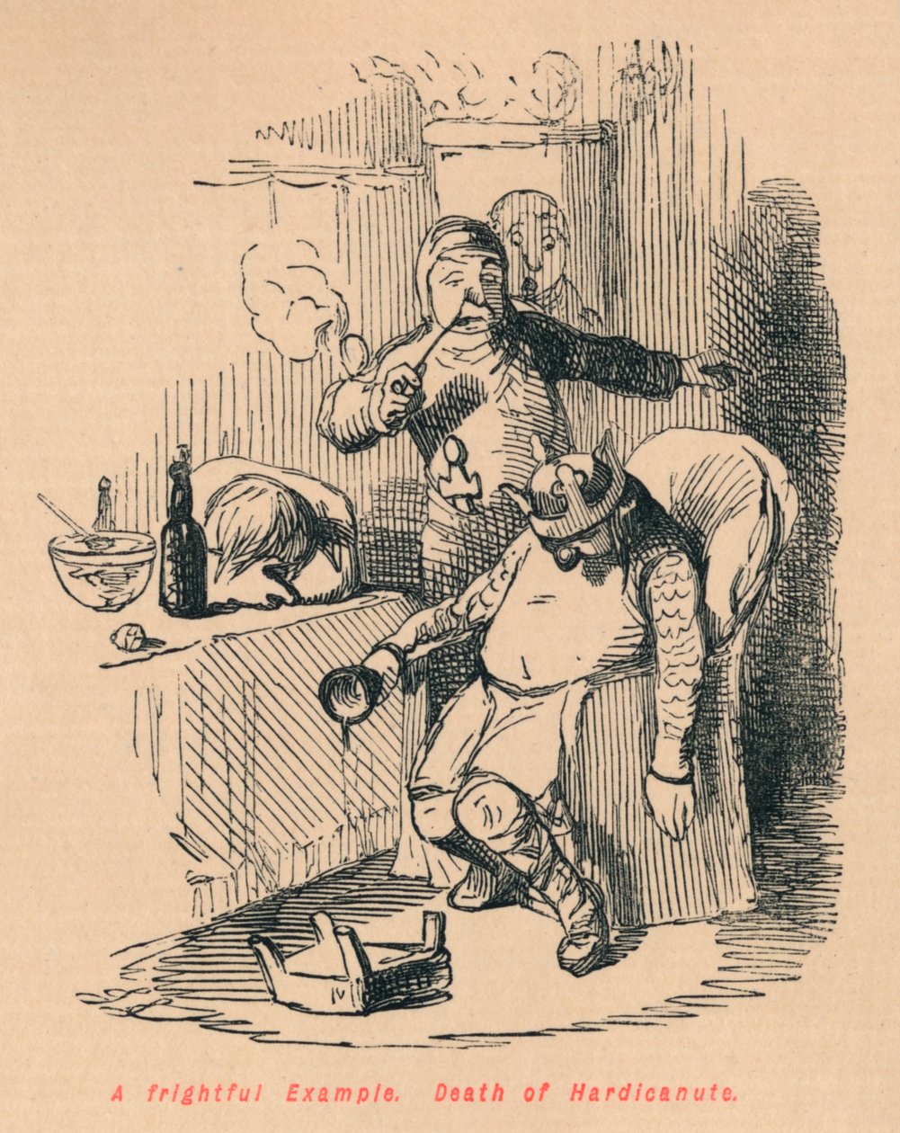 Een Afschrikwekkend Voorbeeld. Dood van Hardicanute door John Leech