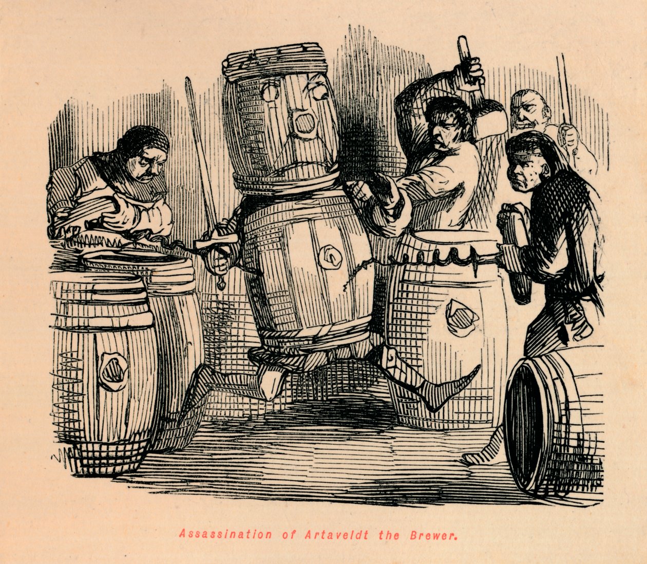 Moord op Artaveldt de Brouwer, ca. 1860 door John Leech