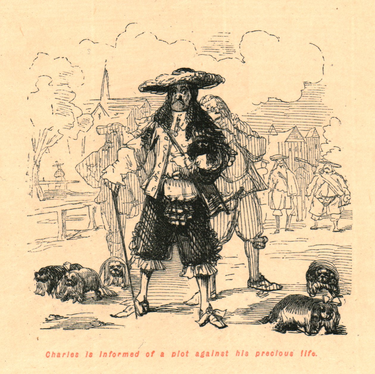 Charles wordt geïnformeerd over een complot tegen zijn kostbare leven, 1897 door John Leech