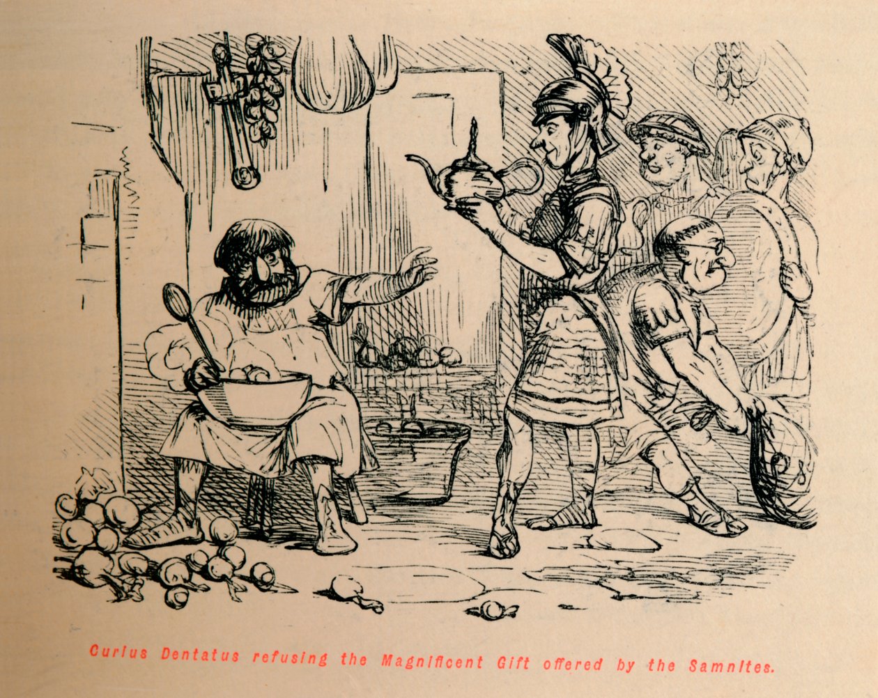 Curius Dentatus weigert het prachtige geschenk aangeboden door de Samnieten, 1852 door John Leech