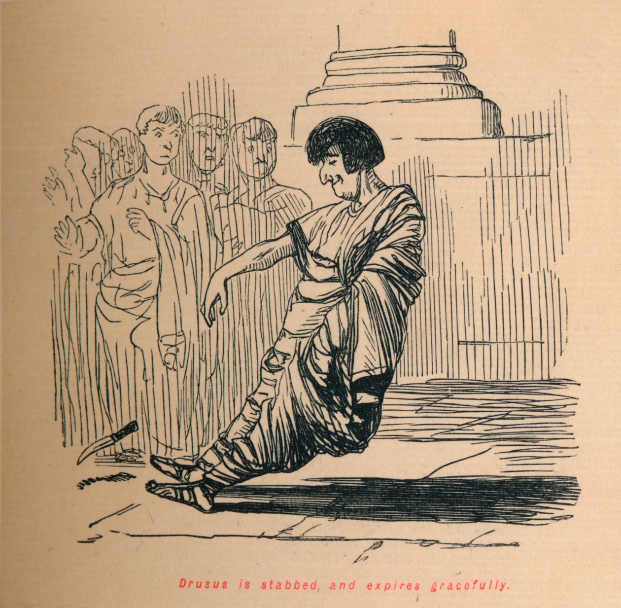 Drusus wordt neergestoken en sterft gracieus, 1852 door John Leech