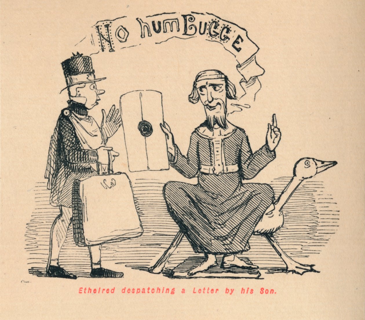 Ethelred die een brief verzendt door zijn zoon, ca. 1860 door John Leech