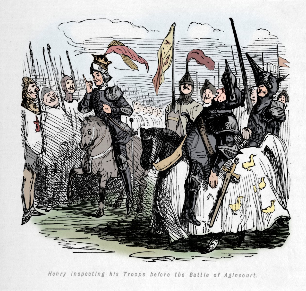 Henry inspecteert zijn Troepen voor de Slag bij Agincourt, c1860, c1860 door John Leech