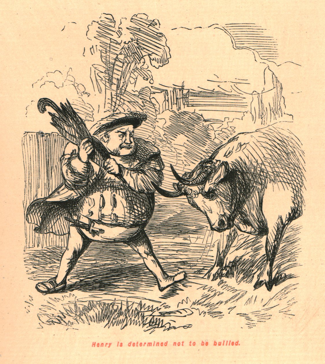 Henry is vastbesloten zich niet te laten pesten, 1897 door John Leech