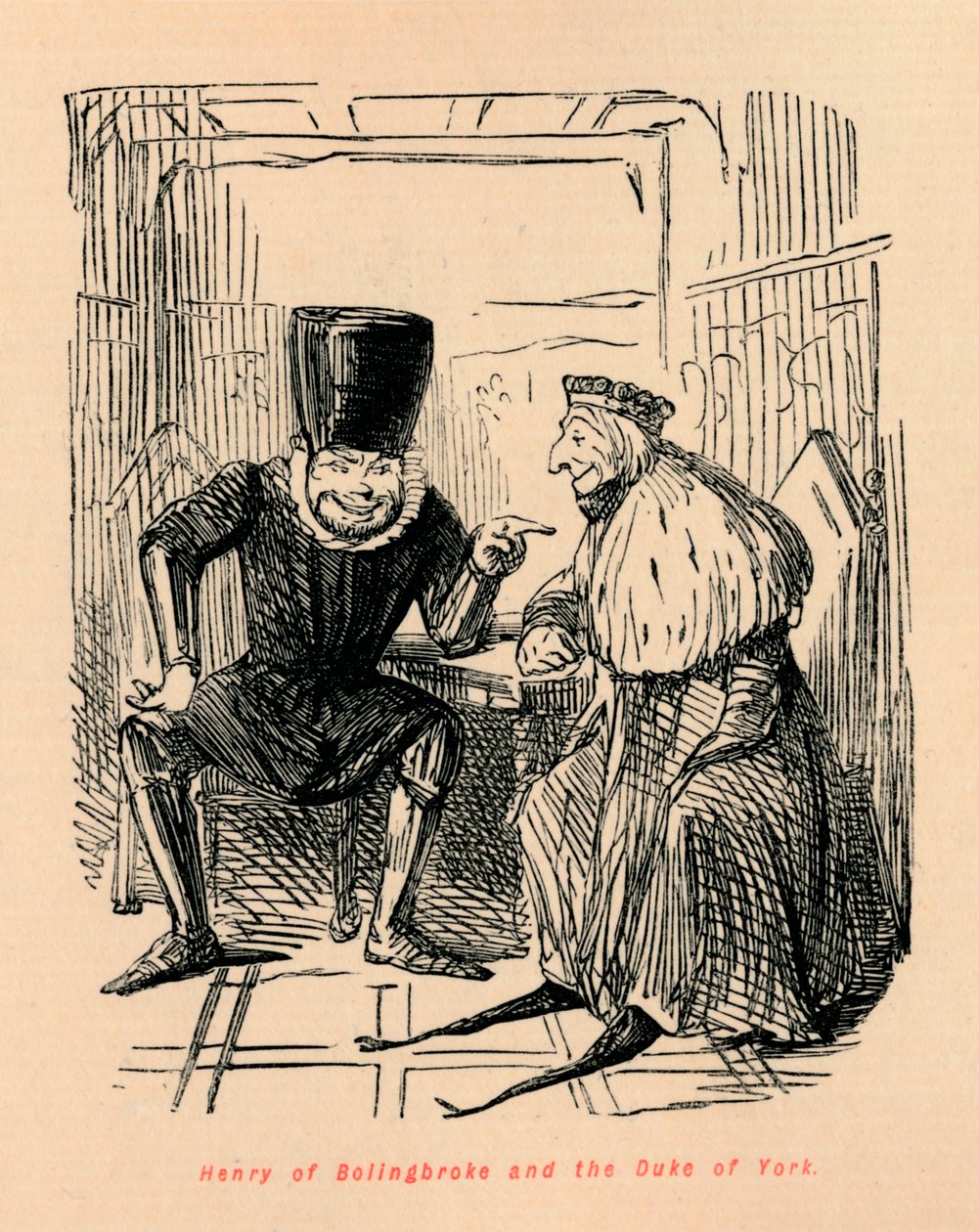 Hendrik van Bolingbroke en de Hertog van York, ca. 1860 door John Leech