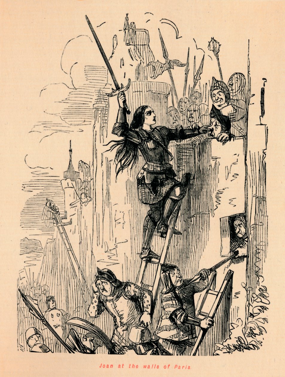 Joan aan de muren van Parijs door John Leech
