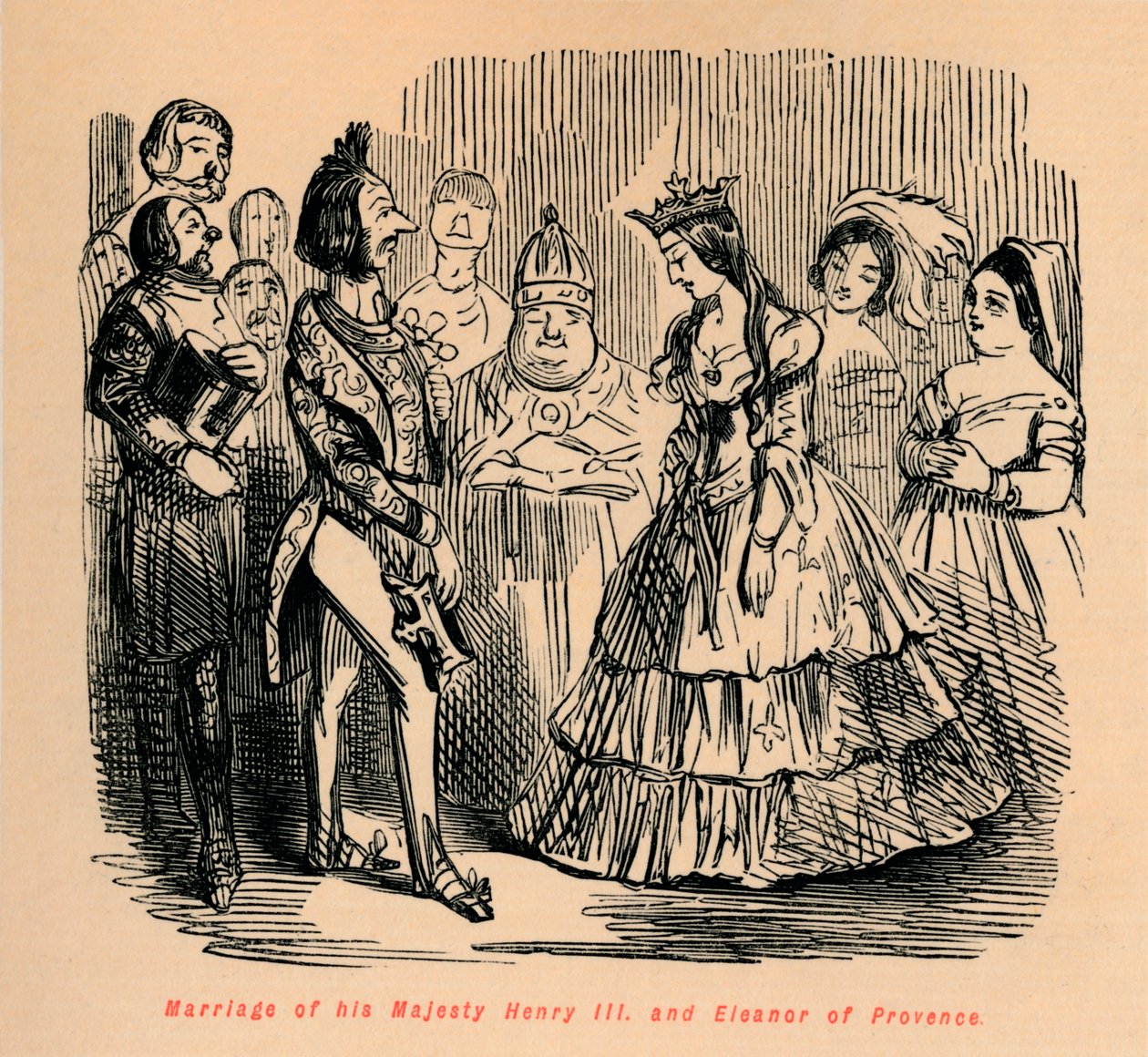 Huwelijk van Zijne Majesteit Hendrik III en Eleonora van Provence, ca. 1860 door John Leech