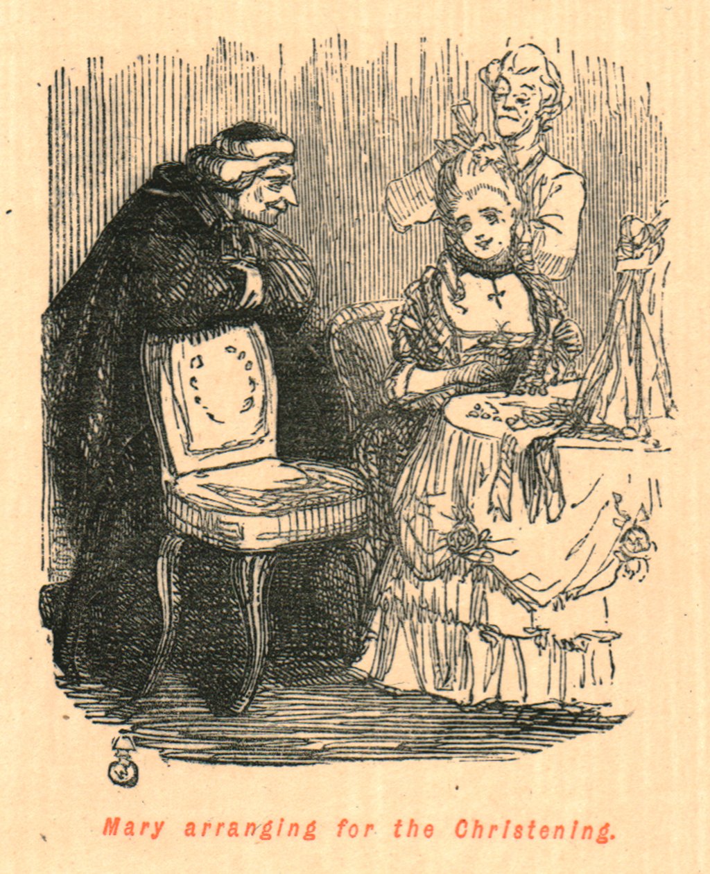Maria regelt de doop, 1897 door John Leech