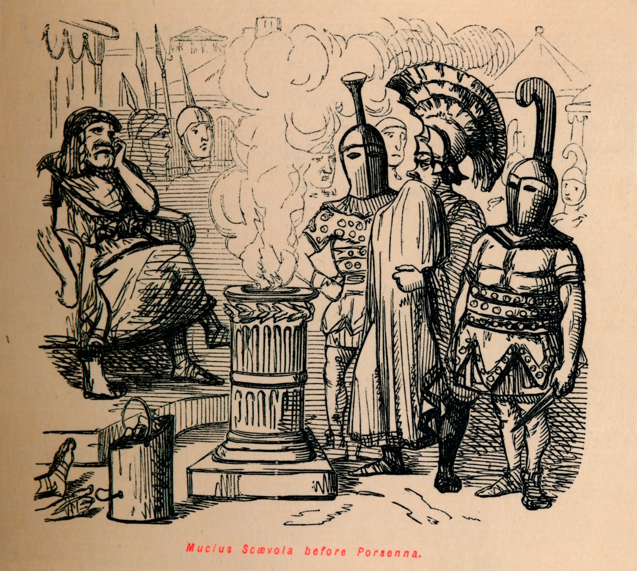 Mucius Scaevola voor Porsenna, 1852 door John Leech