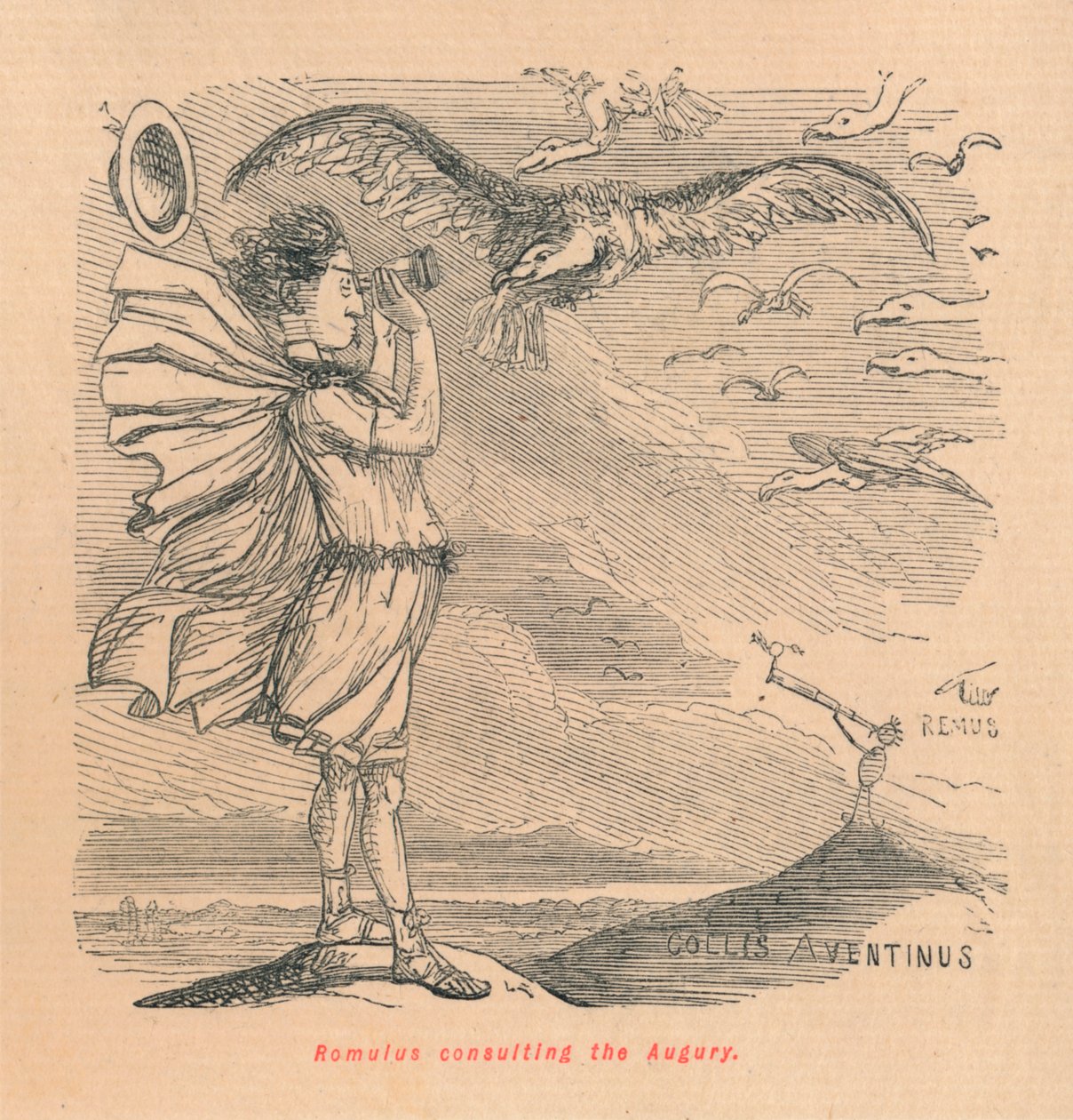Romulus raadpleegt de Augury, 1852 door John Leech