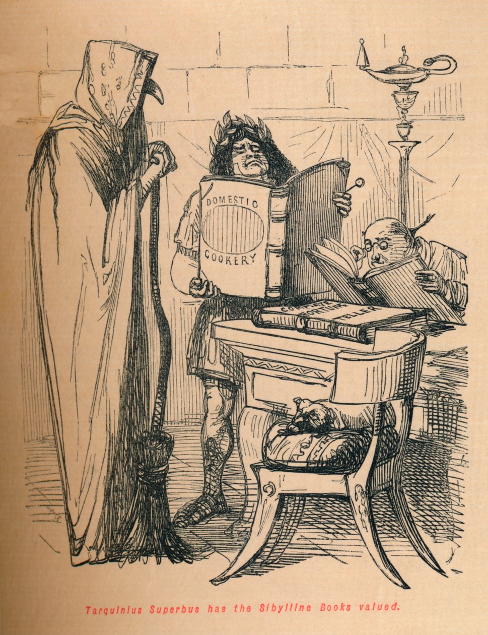 Tarquinius Superbus laat de Sibillijnse boeken waarderen, 1852 door John Leech