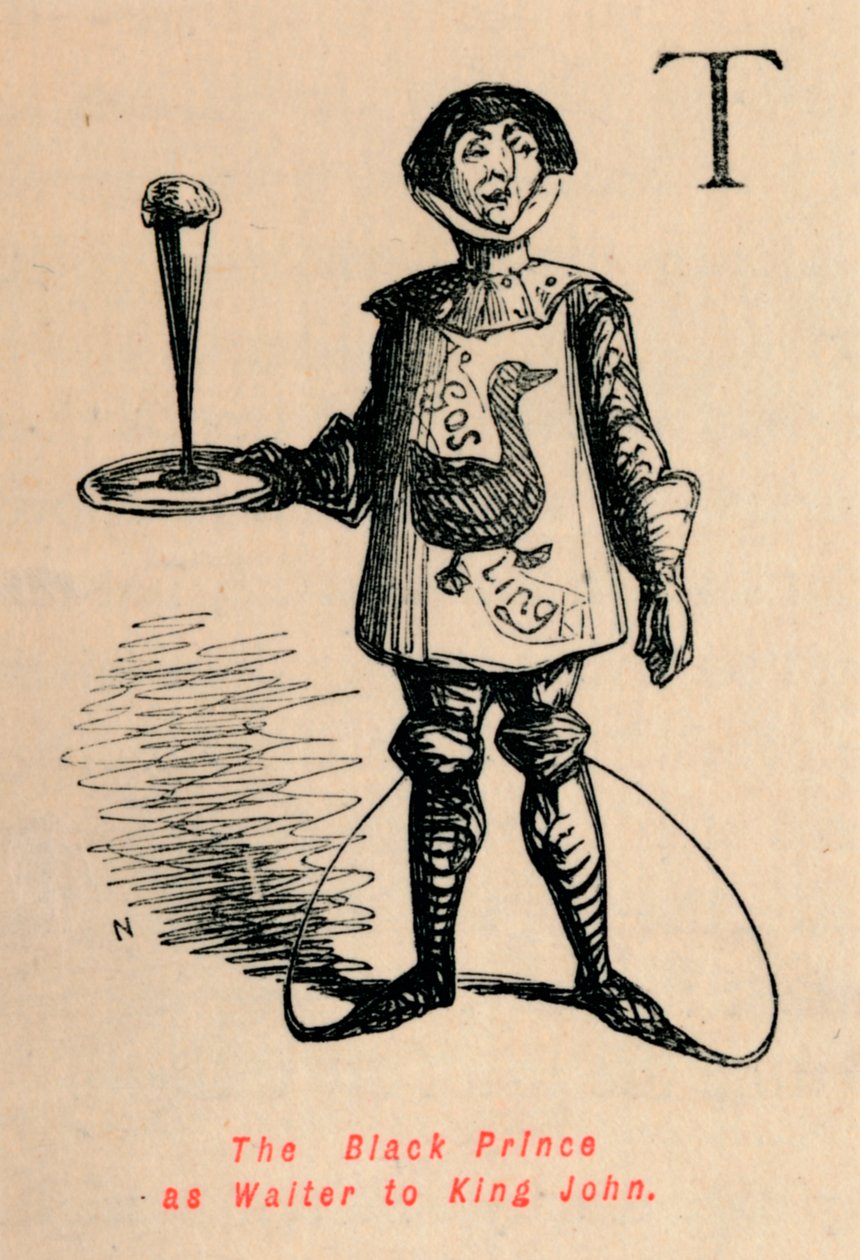 De Zwarte Prins als Ober voor Koning Jan, ca. 1860 door John Leech