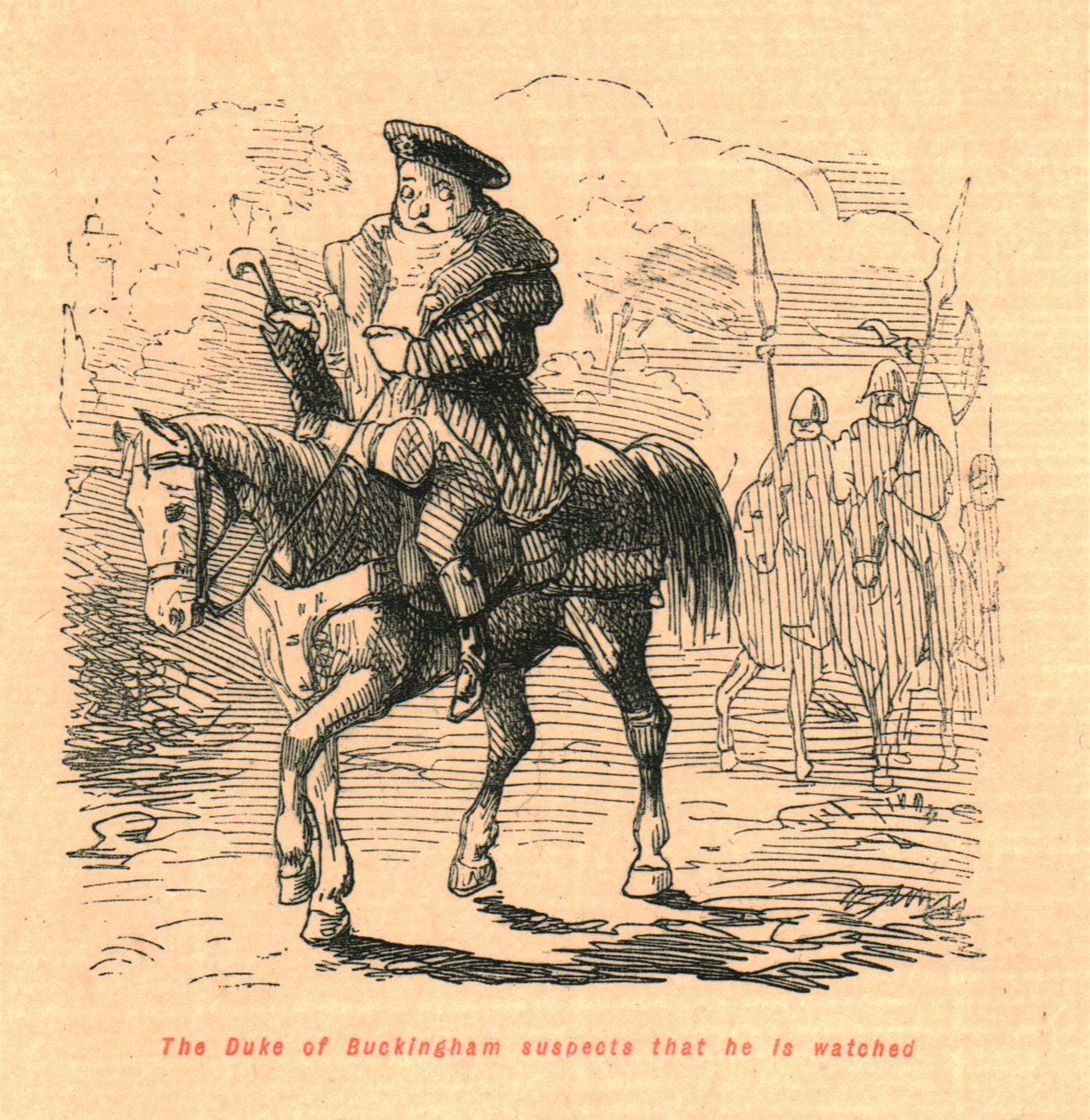 De Hertog van Buckingham vermoedt dat hij wordt bespied, 1897 door John Leech