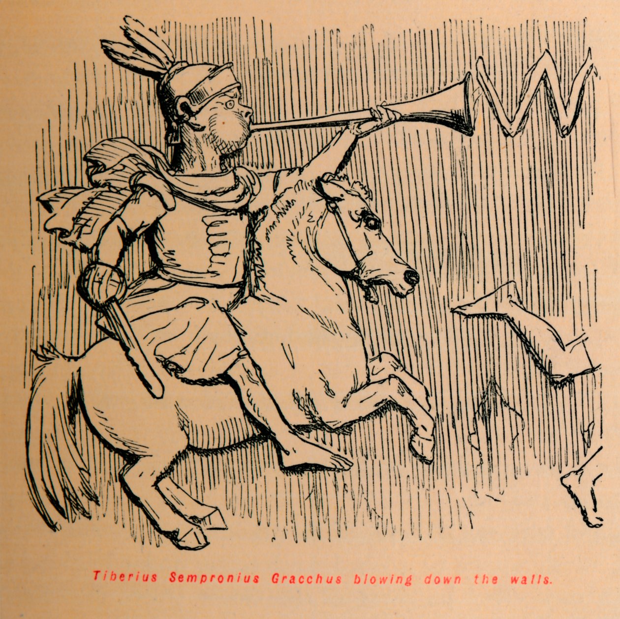 Tiberius Sempronius Gracchus blaast de muren omver, 1852 door John Leech