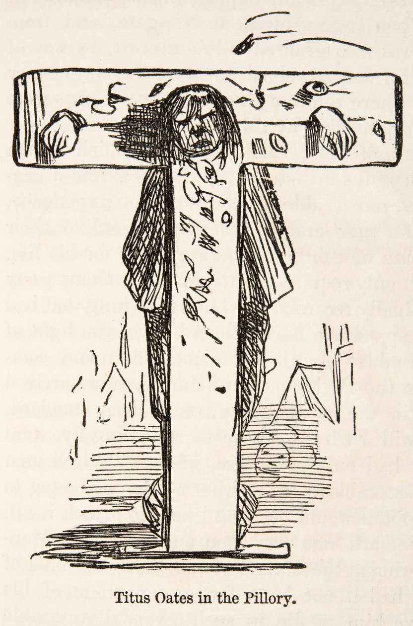 Titus Oates in de schandpaal, uit The Comic History of England, gepubliceerd 1864 door John Leech