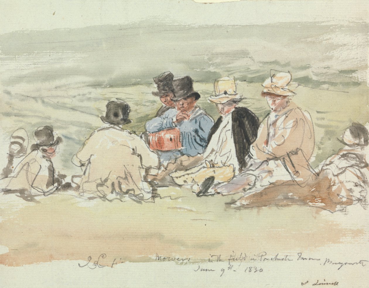 Maaiers in het veld in Porchester Terrace, Bayswater, 9 juni 1830 door John Linnell