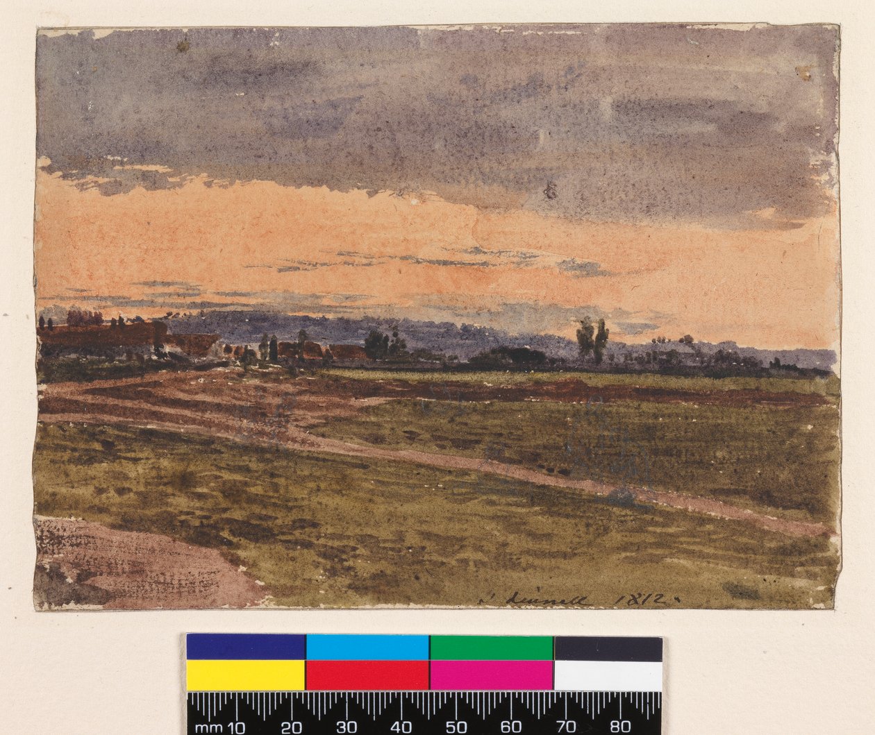 Recto: Zonsondergang. Verso: Een schets voor hetzelfde onderwerp, 1812 door John Linnell