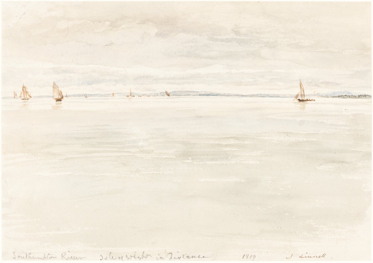 Zeilboten op de Southampton-rivier door John Linnell