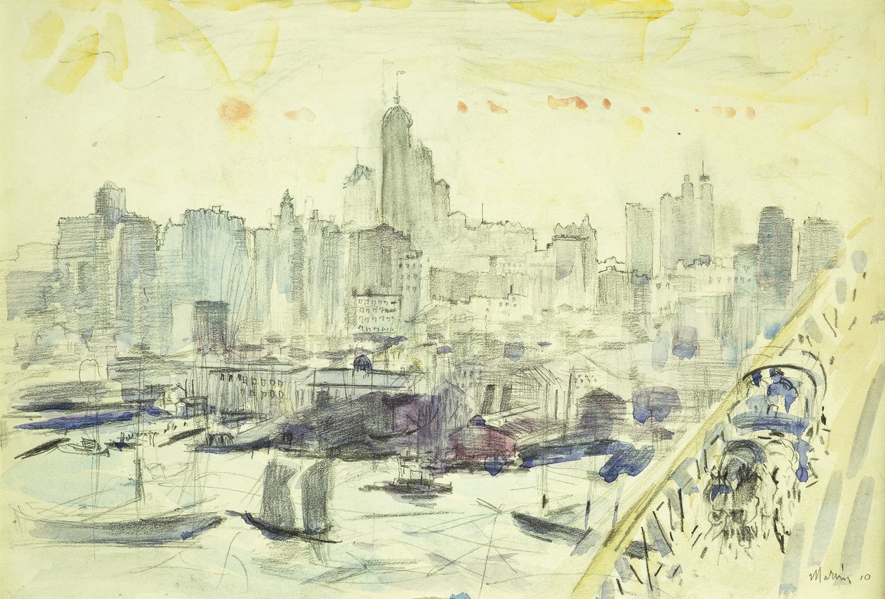 Omgeving Brooklyn Bridge door John Marin
