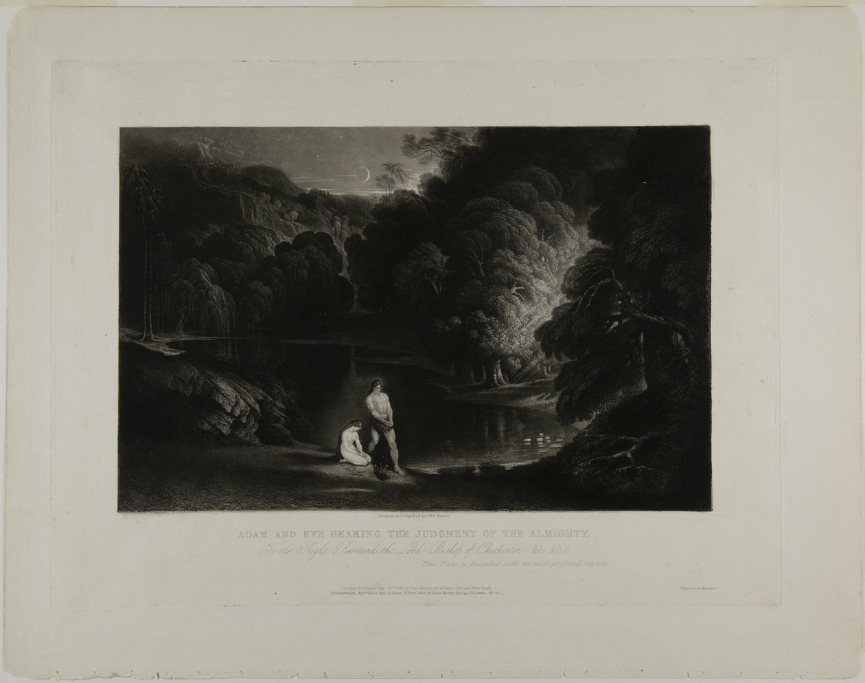Adam en Eva horen het oordeel van de Almachtige, uit Illustraties van de Bijbel door John Martin