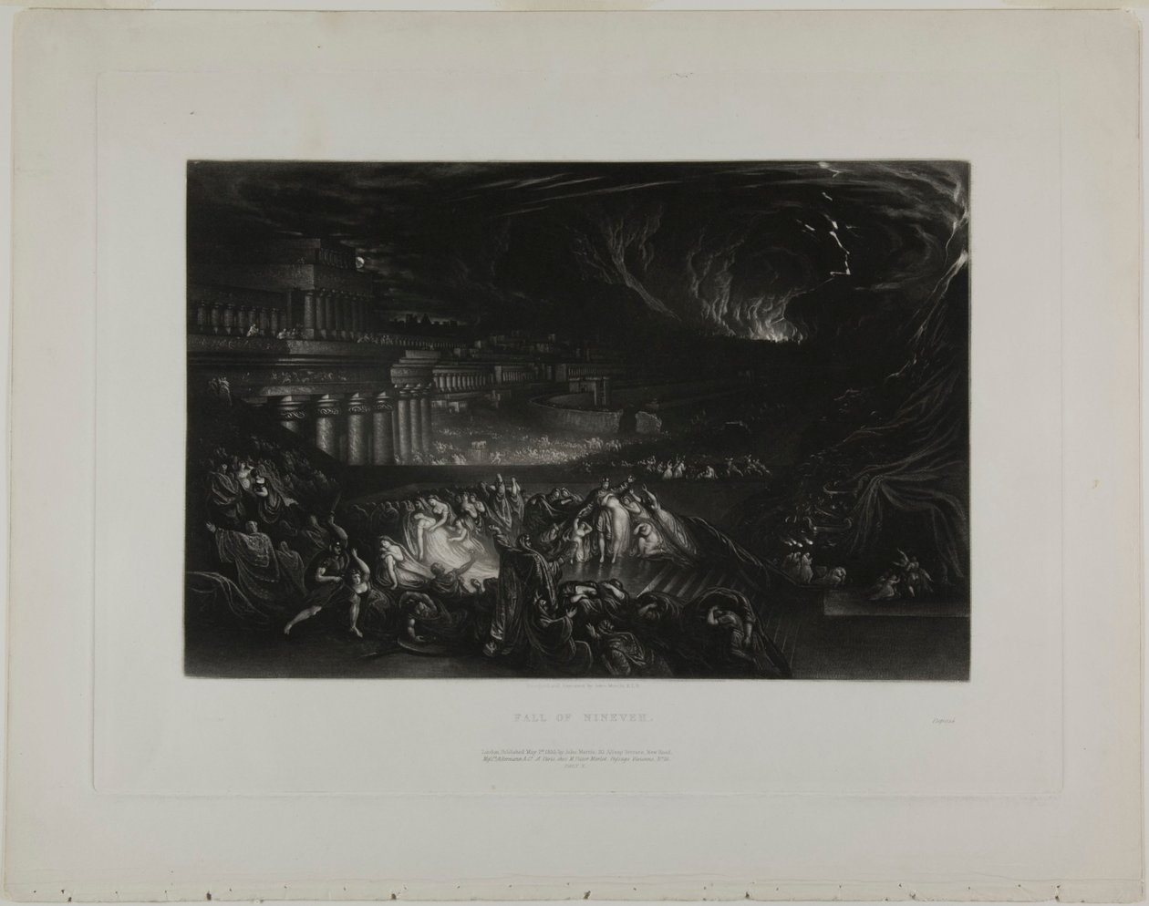 Val van Nineve, uit Illustraties van de Bijbel door John Martin