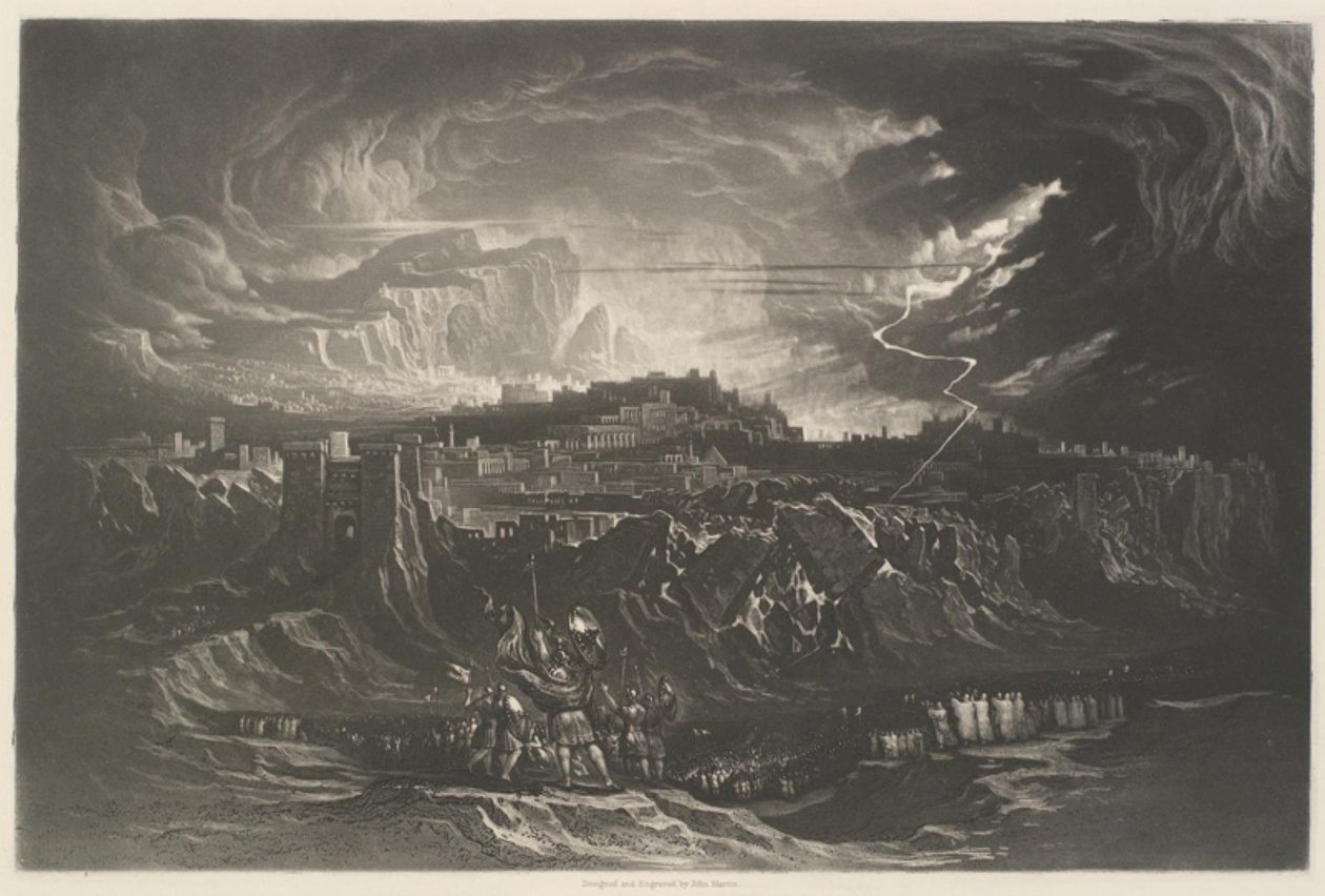 Val van de muren van Jericho door John Martin