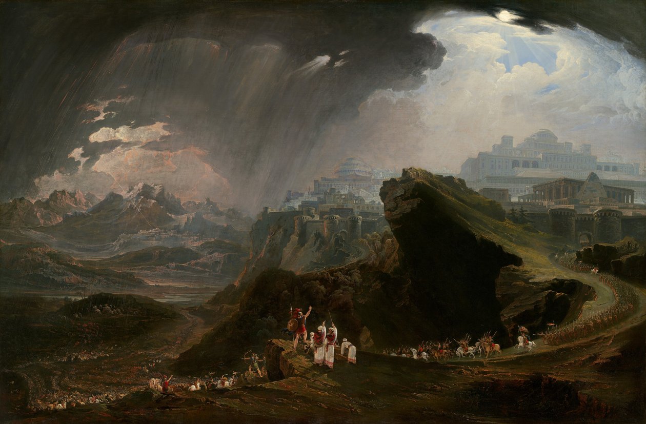 Jozua beveelt de zon stil te staan boven Gibeon door John Martin