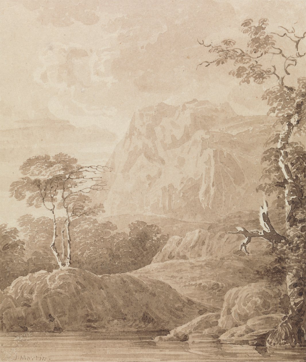 Rotsachtig Rivierlandschap door John Martin
