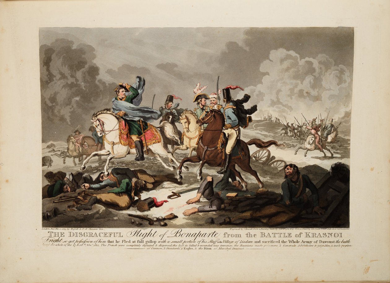 De vlucht van Bonaparte van de Slag bij Krasnoi, 1814 door John Massey Wright