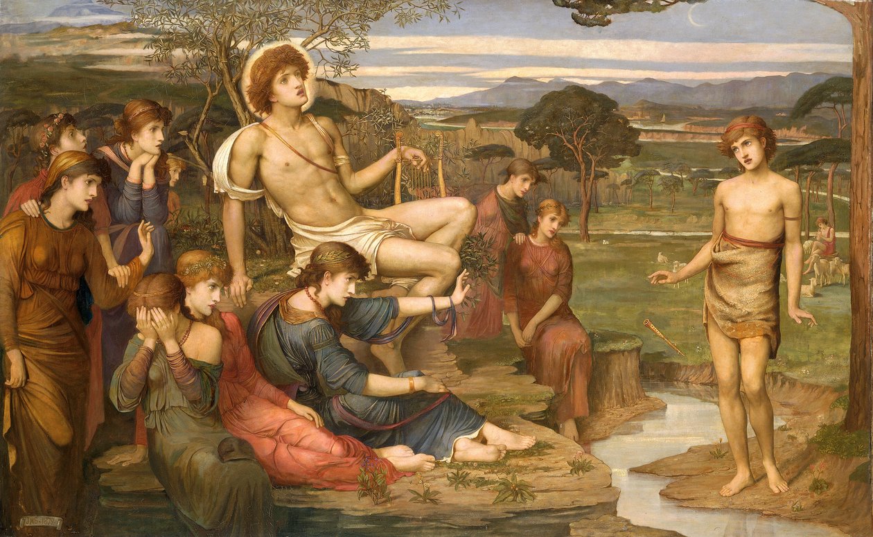 Apollo en Marsyas door John Melhuish Strudwick