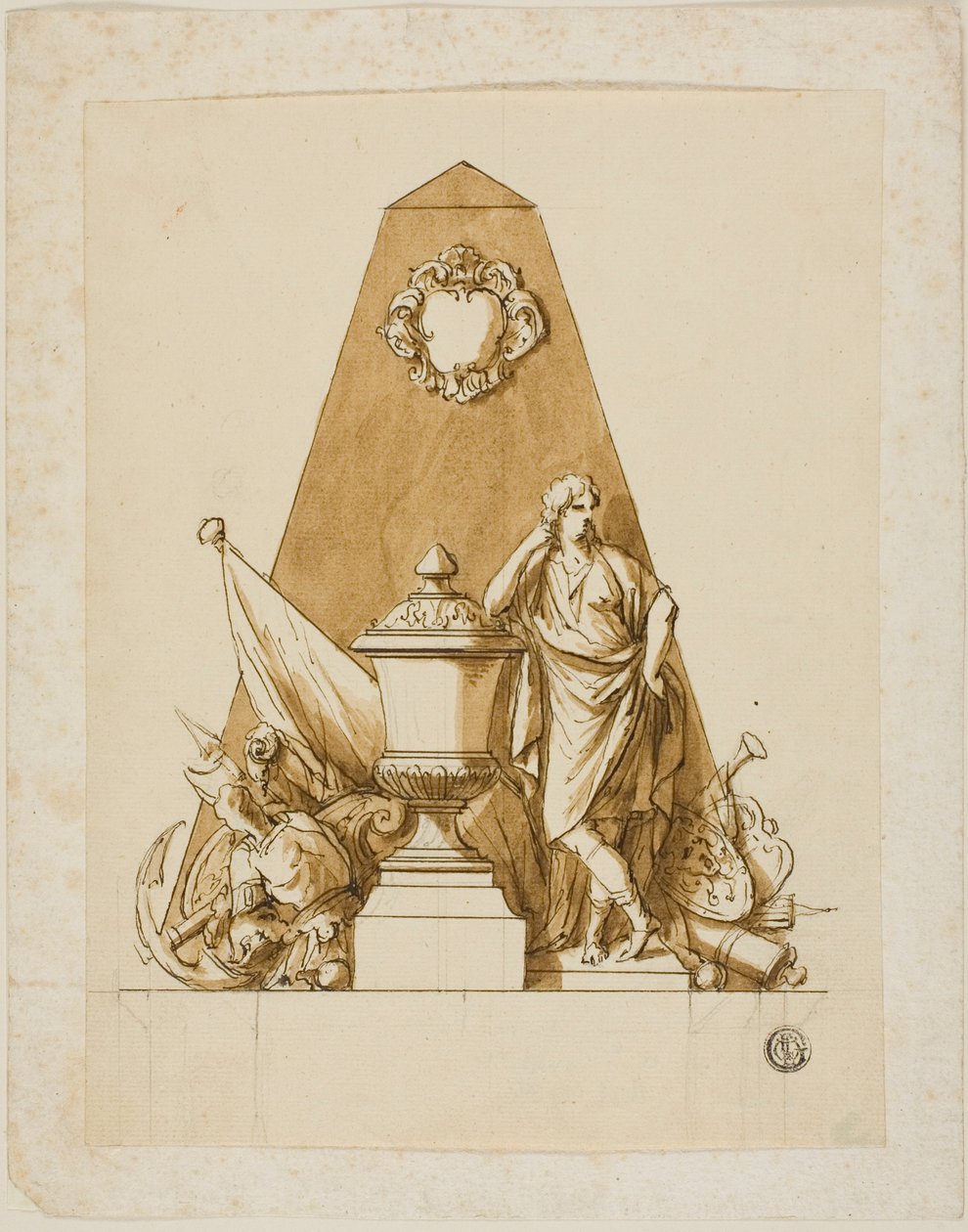 Niet-uitgevoerd ontwerp voor het monument voor de eerste hertog van Marlborough door John Michael Rysbrack