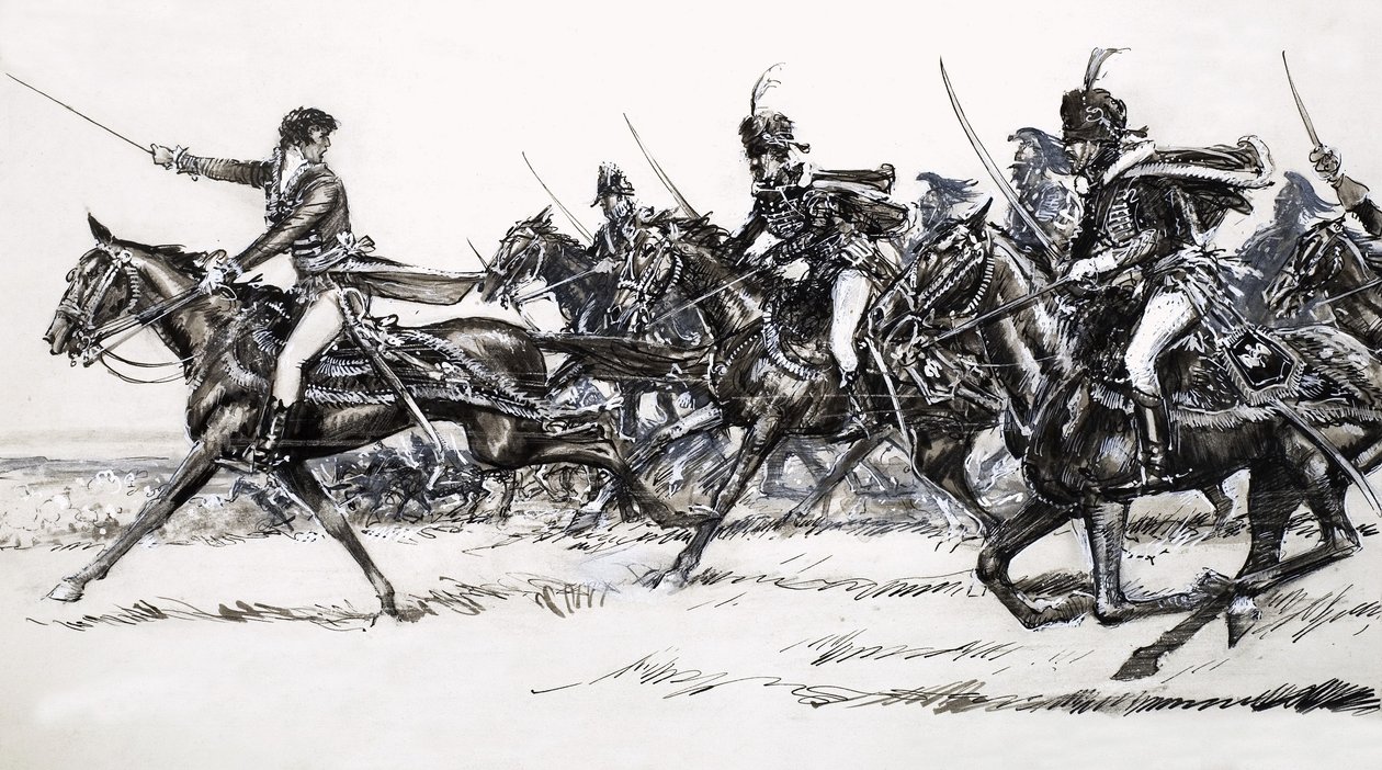 Cavalerie aanval door John Millar Watt
