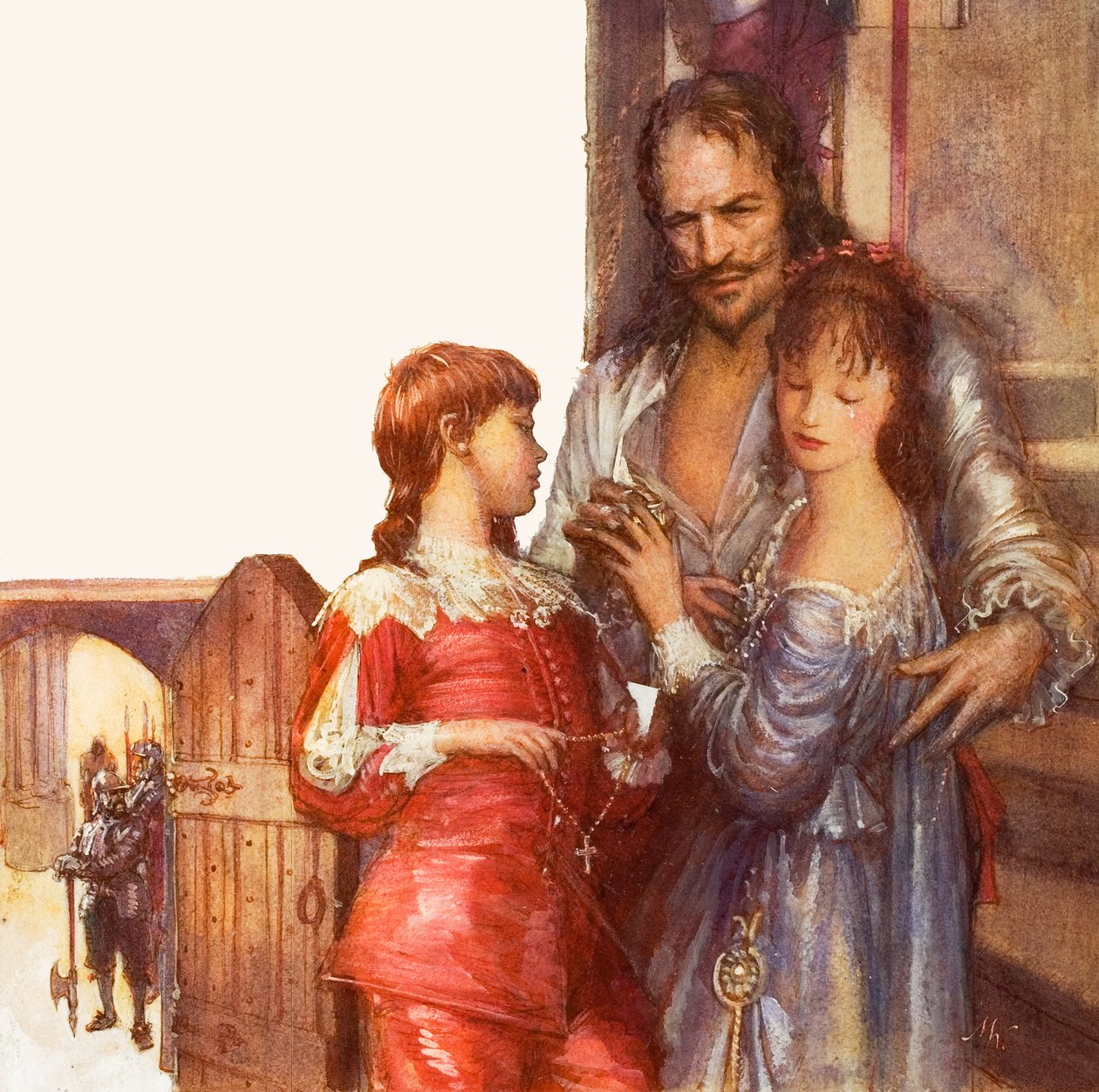 Karel I neemt afscheid van zijn kinderen (gouache op papier) door John Millar Watt