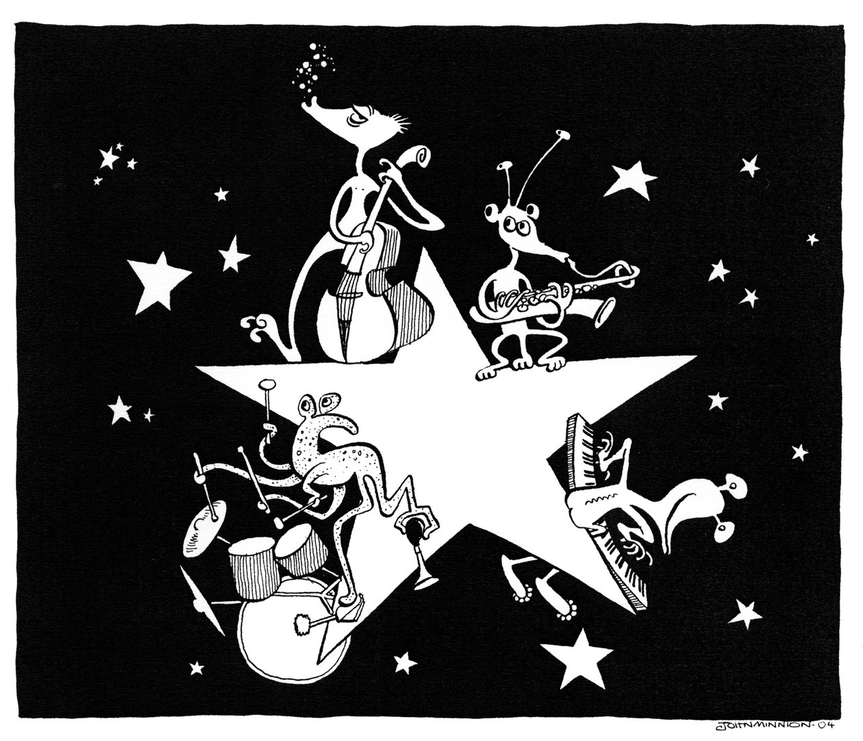 Alien All Stars karikatuur door John Minnion door John Minnion