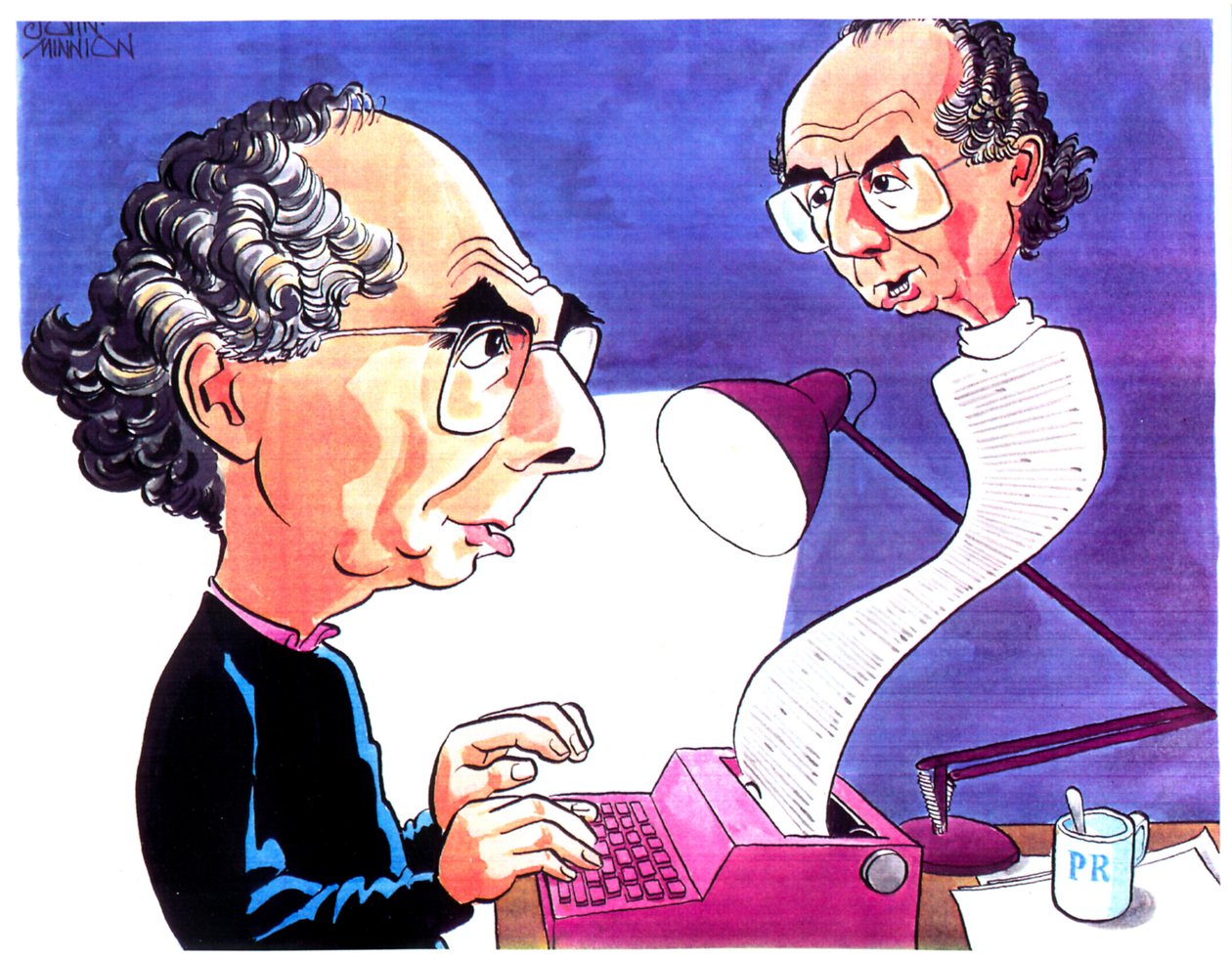 Philip Roth karikatuur door John Minnion