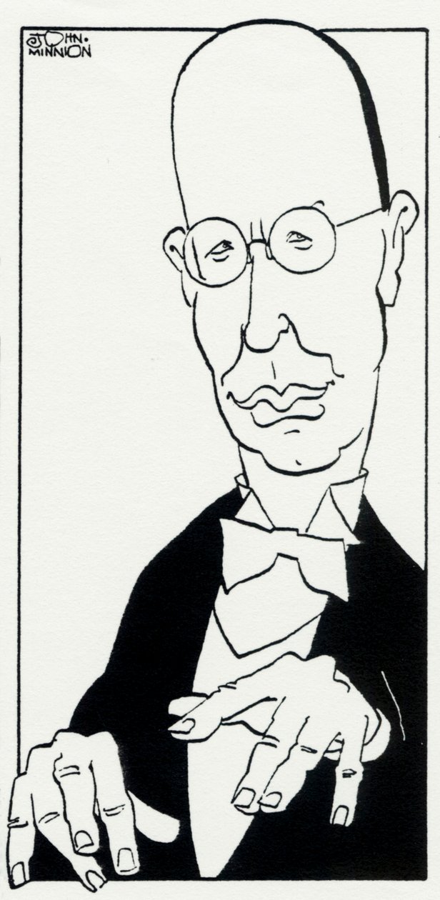 Prokofiev met de handen boven het toetsenbord door John Minnion door John Minnion