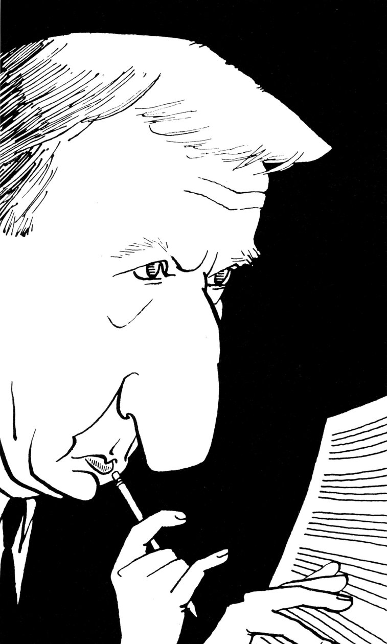 Richard Rodney Bennett, karikatuur door John Minnion door John Minnion
