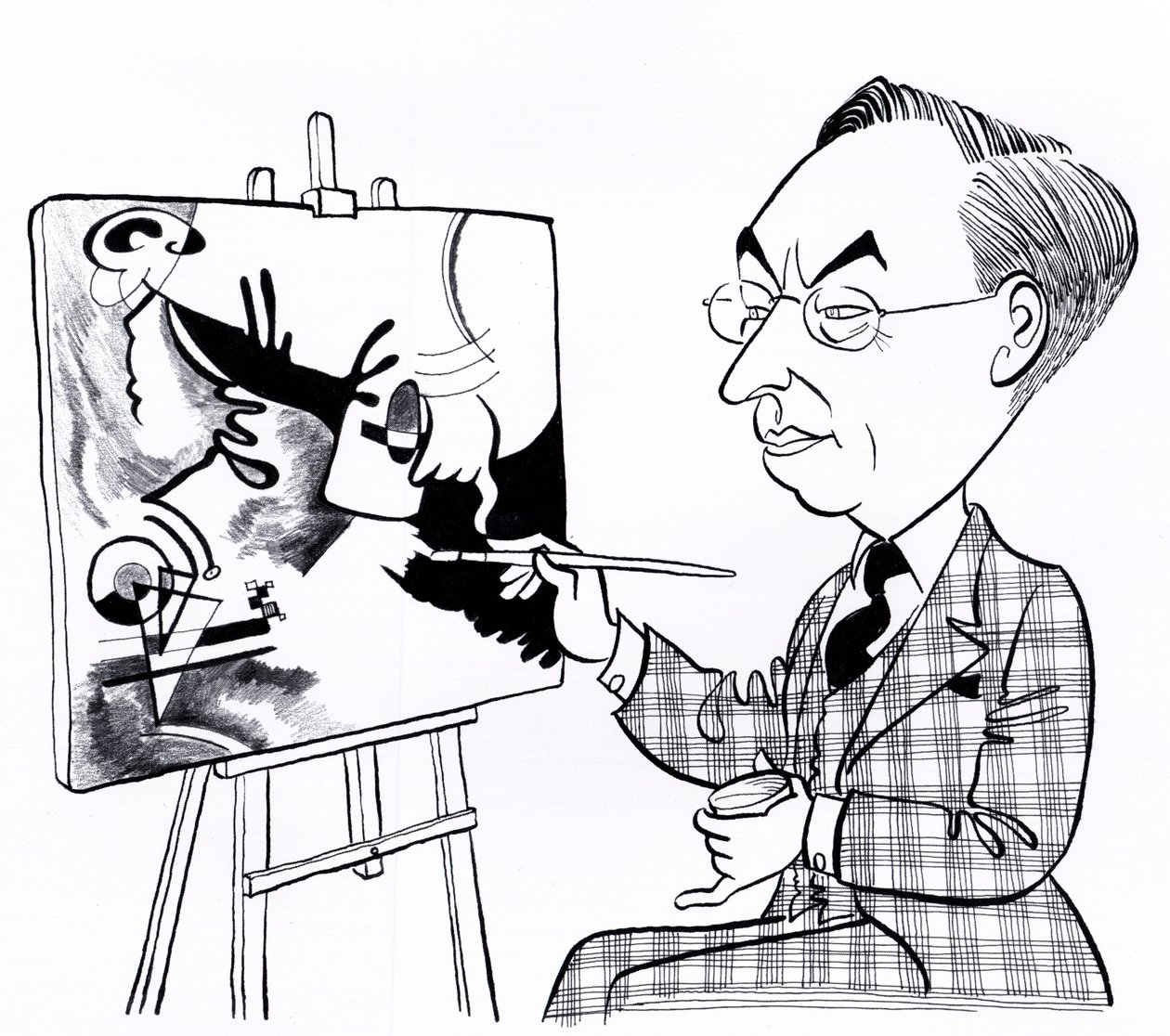 Vassily ( Wassily ) Kandinsky, karikatuur met ezel door John Minnion