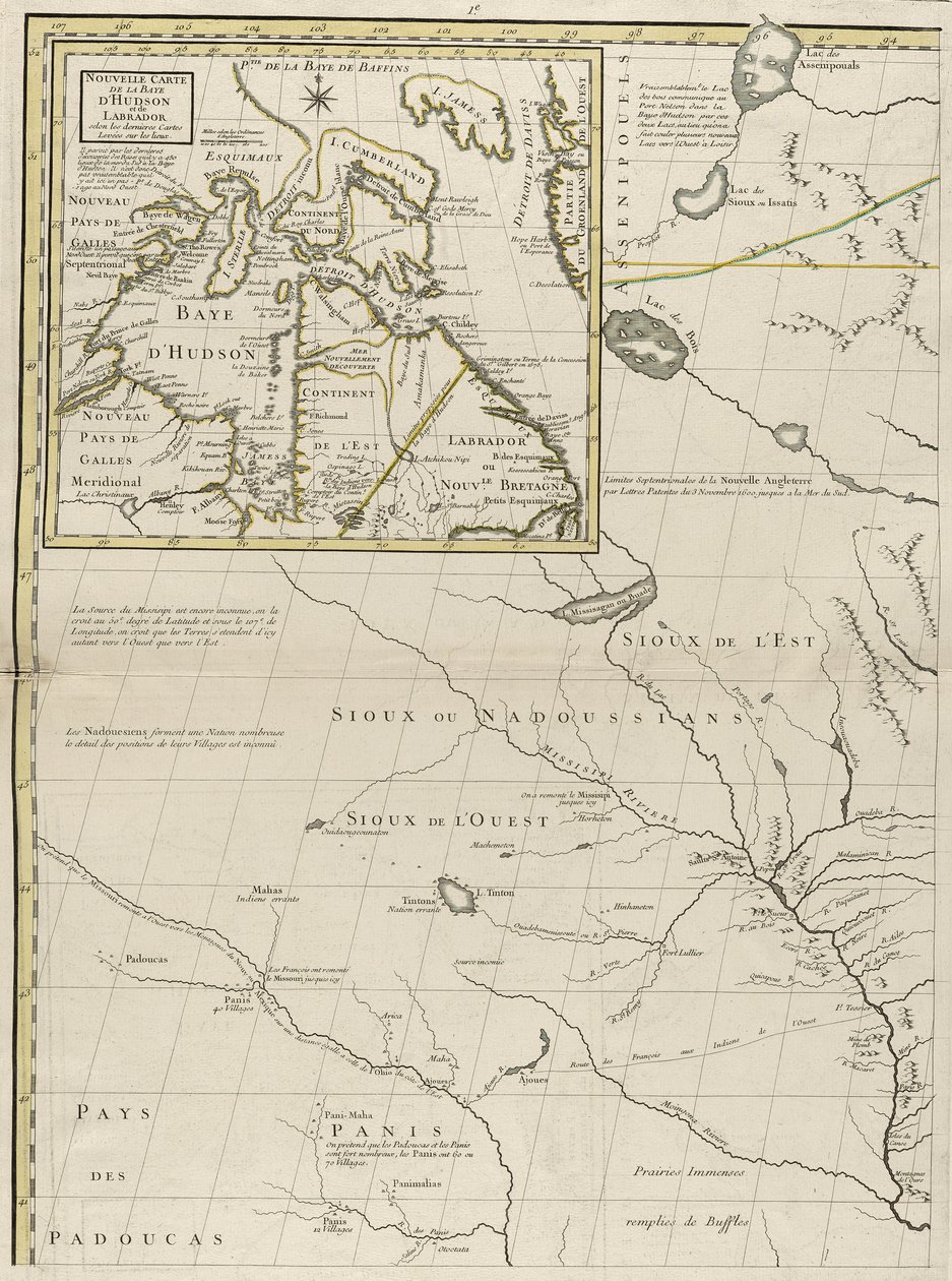 Een kaart van de Britse en Franse gebieden in Amerika, 1756 door John Mitchell